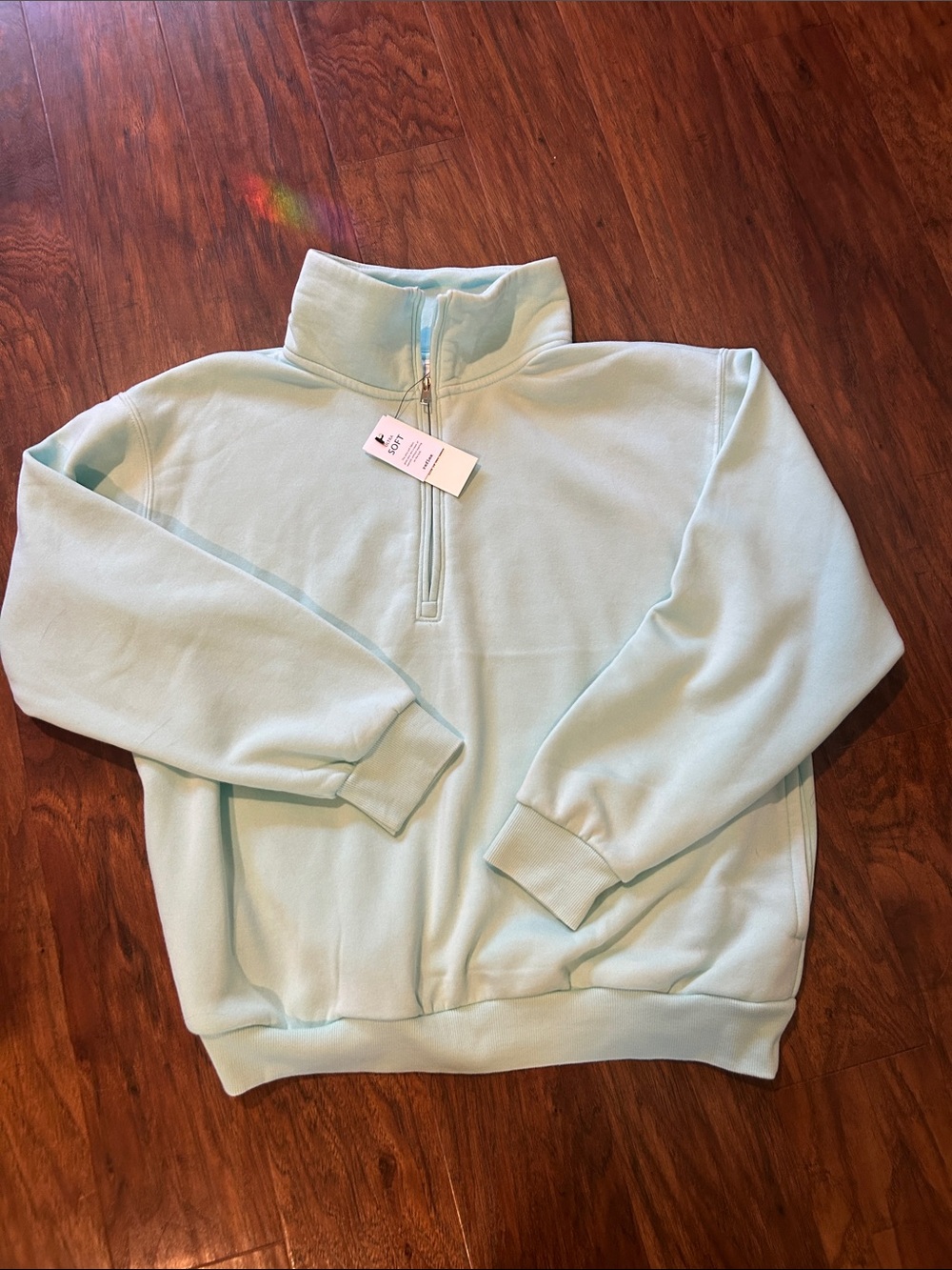 Light Blue Green Quarter-Zip Pullover Sweater